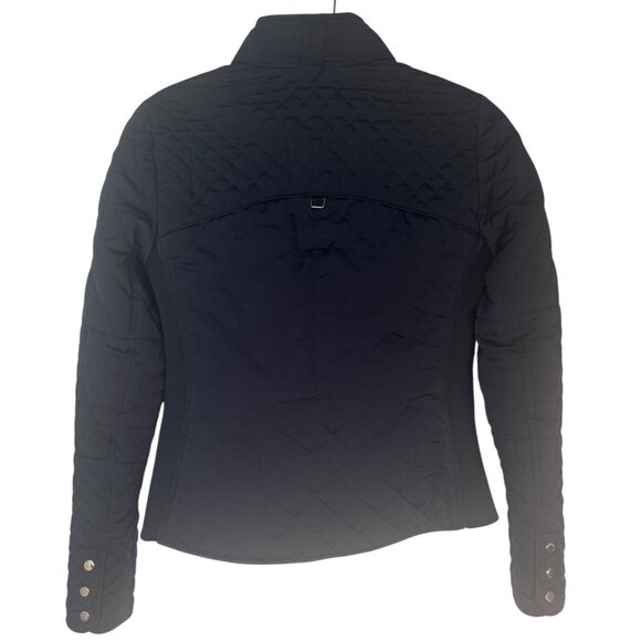 ZARA XS Quilted Navy Jacket Gold Zipper Pockets & Chain Detail - Picture 2 of 13